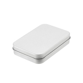 sourcing map Metal Tin Box Containers, 3.4x2.4x0.7 Inch Silver Rectangular Metal Hinged Tin Box Mini Portable Storage Container Kit with Lid for Home Storage