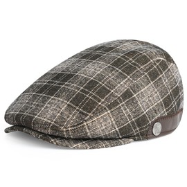 Superora Men's Flat Cap Beret Cap Cotton Unisex Hat 1920 Style Men's Flat Cap Winter Warm Flat Cap with Checked Pattern Cotton Hats, x02 coffee