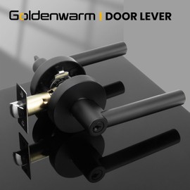 goldenwarm Exterior Deadbolt and Keyed Entry Door Handle Set, Heavy Duty Zinc Alloy Black Door Lever, Key Entry Front Matte Black Door Handle with Lock and Key(2 Pack)