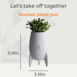 Plant Pot with Drainage Hole and Saucer, Rocket Planter, Bonsai Small Flower Pots, Suitable for Succulents, Cacti, Small green plants, Home Decor and of Office Desk Decoration (plants not included)