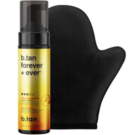 b.tan Kit de autobronceador de larga duración | b.tan Forever Bundle - Bronceador sin sol que dura hasta 11 días con aplicador de manoplas de autobronceado, sin olor a bronceado falso, sin molestias añadidas, vegano, libre de crueldad
