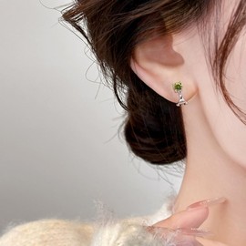 Free Bird Earrings, Women's, Popular, 925 Silver, Hypoallergenic, Non-Hole Earrings, Single Ground, 5A, Zirconia, Office, Everyday Use (No Pain)