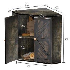 Trironsun Corner Bread Box for Kitchen Counter Double Layer Bamboo Bread Storage Container Large Capacity Bread Storage Bin Farmhouse Breadbox Organizer (Antique Black)