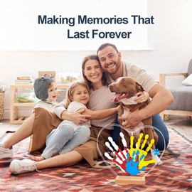 Blevla Family Handprint Kit - Baby Hand and Footprint Kit, Gift for New and Expecting Parents - Family Gifts Ideas - DIY Craft Newborn Keepsake Baby Shower Gifts - 4 Non-Toxic Paints (Heart)