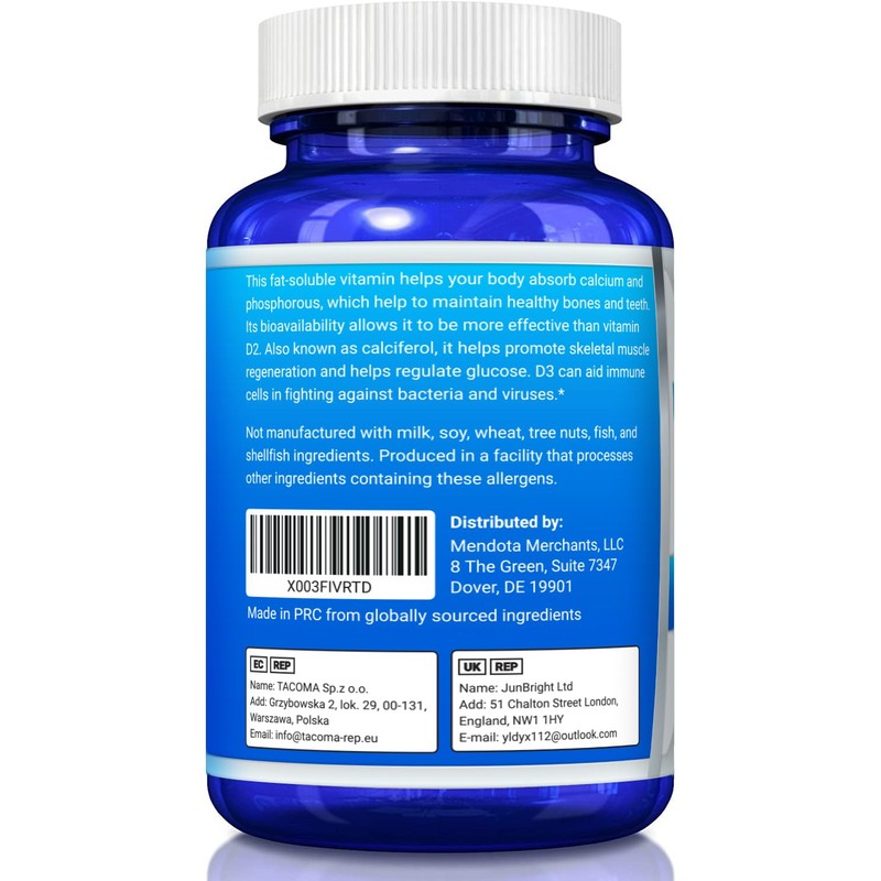 YounGlo Research Vitamin D3 4000 IU Dietary Supplement to Promote