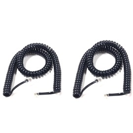 MZMSBAO Coiled Telephone Cord, 3.1 Feet Coiled, 25 Feet Uncoiled, Phone Cord Works with All Corded Landline Phones, for Use in Home or Office, Black,2 PCS