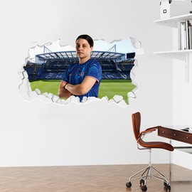 Chelsea Wall Sticker - Sam Kerr 24/25 Broken Wall + CFC Decal Set Football Art (60cm width x 35cm height)