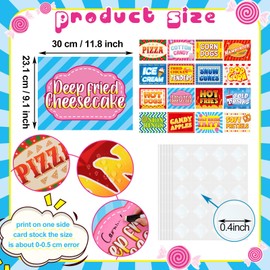 Yeaqee Yeaqee 16 Pieces Carnival Food Signs Cutouts for Classroom Carnival Party Bulletin Board Decor Food Truck Signs Corn Dogs Snow Cones Cotton Candy
