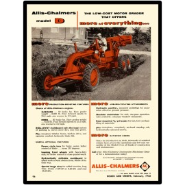 1956 Allis Chalmers Construction New Metal Sign: Model D Motor Grader Featured
