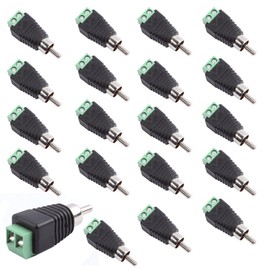 exgoofit RCA Male to AV Screw Terminal Adapter 20-Pack Phono Plug solderless Converter Audio Vedio Spearker Wire Connector, CCTV Application