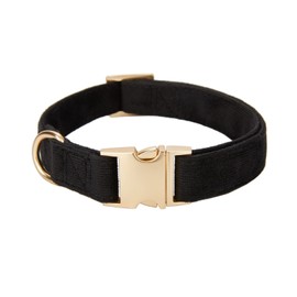 YUDOTE Soft Cotton Dog Collar with Metal Buckle Adjustable Heavy Duty Comfy Corduroy Collars for Small Medium Large Dogs,Black,Small