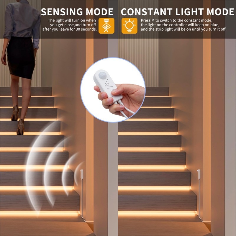 PAUTIX Dotless LED Lights,COB LED Strip Lights with Motion Sensor,5V