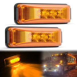 GOOACC 3.9Inch Side Marker Light 2PCS Amber 3LED Front Rear Clearance Indicator Fender Lights Waterproof Surface Mounted For Truck Trailer Camper RV UTV Bus