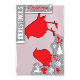 Ideal Stencils Christmas Stencil, Robins Design, Paint Boxes, Sacks, crates, Cards, and Much More... Festive Decorating Stencil, Reusable Stencil (A5 Size / 15x21cm)