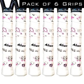 Alien Pros Tennis Racket Grip Tape (6 Grips) – Precut and Dry Feel Tennis Grip – Designer Tennis Overgrip Grip Tape Tennis Racket – Wrap Your Racquet for High Performance (6 Grips, Princess)