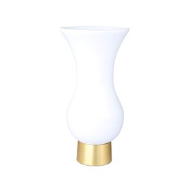 White S-shaped Glass Vase with Gold Base, 11.5"H