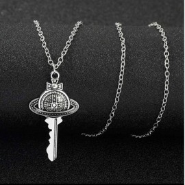 ALICE ANDERSEN Necklace, Cute Saturn Key Design, Keys, Universe, Planets, Unisex, Pendant, Gift, For 20s, 30s, 40s, 50s, Sale, Copper, No Gemstone