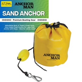 Anchor-Man Anchor Kit, All-in-One Sand Anchor for Floats, Adjustable Sand Bag Jet Ski Anchor for Floating Mat, Includes 6' Rope & Snap Hook