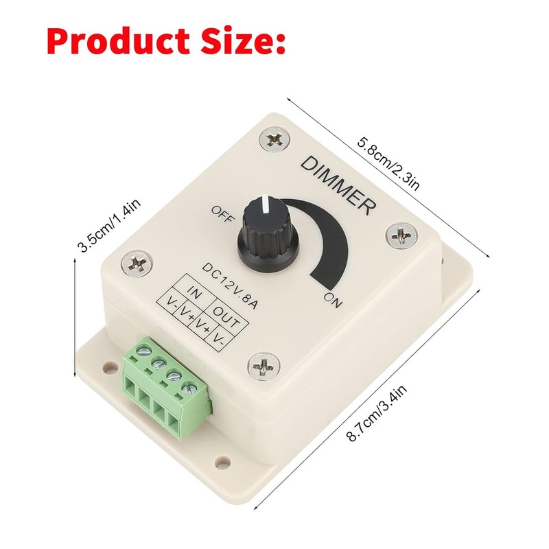 TECHZOCO Dimmer LED Strip Voltage Regulator with Rotary Knob LED