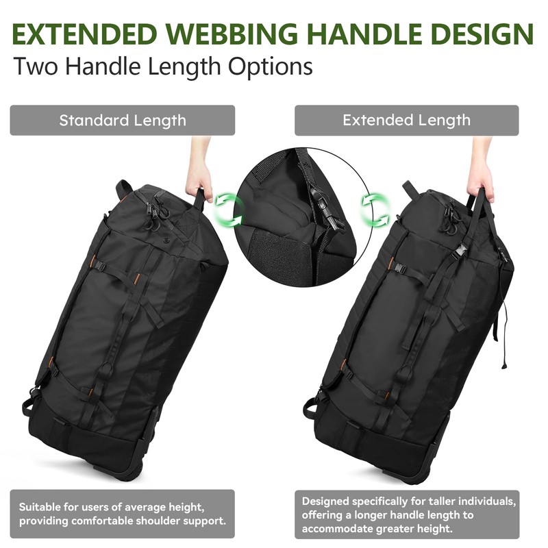 Vomgomfom 86L Collapsible Wheeled Luggage with Removable Backpack Straps,Waterproof Rolling