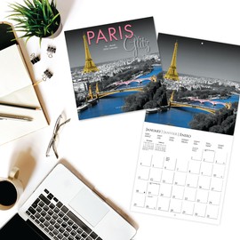 Graphique 2026 Paris Glitz Mini Wall Calendar | 7” x 7” | Thick Paper | Home & Office Organizer | Large Monthly Grid | 3 Languages & Marked Holidays | 4 Month Preview Page for 2027