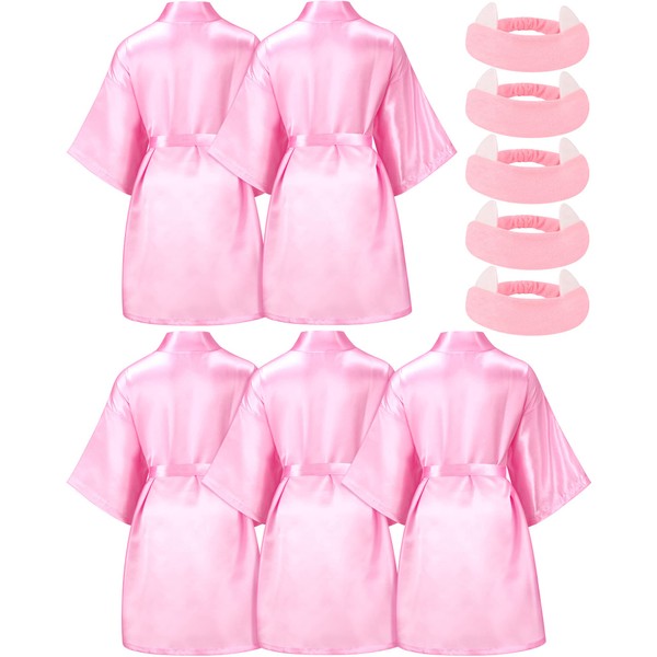 Jecery 5 Pack Kids Birthday Squad Girl Robes Silk Satin