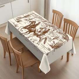 HEROARMOUR - Mantel de vaquero del desierto occidental, lavable, vaquero, rectangular, para fiestas, pícnic, cena, decoración del hogar, 54 x 72 pulgadas