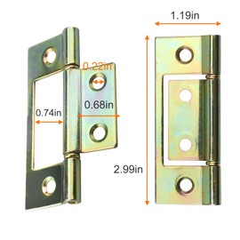 2-Pack Bifold Door Hinges Fits for Prime-Line N 6656 Bi-fold Door Hinge, 3 x 1 Inch Non-Mortise Nickel Plated Bifold Door Hinges with Screws for Furniture Windows Cupboard Etc (Gold)
