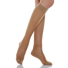 Relaxsan Basic 750 (1 Pair - Beige 4/XL) Compression Socks for Women, Knee High Socks 12-17 mmHg