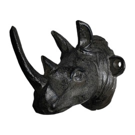 3GO 30GO Cast Iron Rhino Wall Hook - 3" Medieval Dcor Hanger for Coats & Keys, Rustic Western Farmhouse Decor with Mounting Hardware