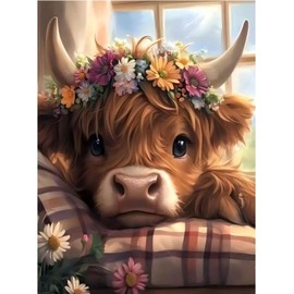 eimivrc Cow Paint by Numbers Kit for Adults,Cow Paint by NumbersKit for Canvas,Perfect for Home Wall Decor(16x20 Inch)