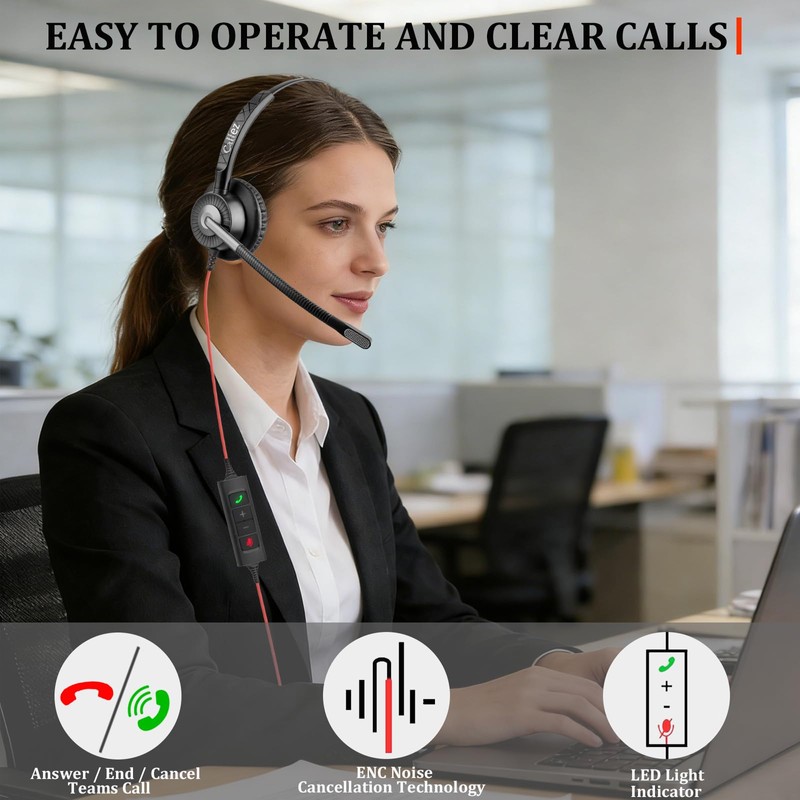 Callez USB Headset with ENC 2 Noise Cancelling Mics for