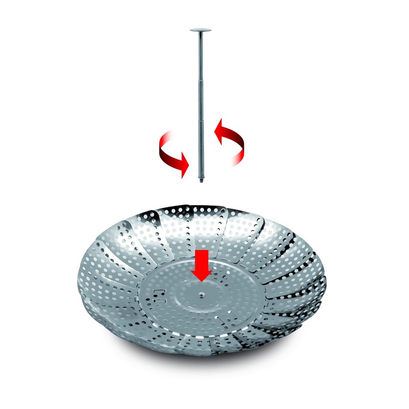 Barazzoni Baskets for Steaming with Telescopic Handle, nickel-free stainless steel,