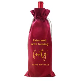 LANBAIHE 40th Birthday Gifts for Her,40th Birthday Gift for Women Men, 40 Years Old Birthday Gifts Wine Bag, 30th Birthday Decorations Party Supplies- 1984 Birthday (40th Birthday-Red)