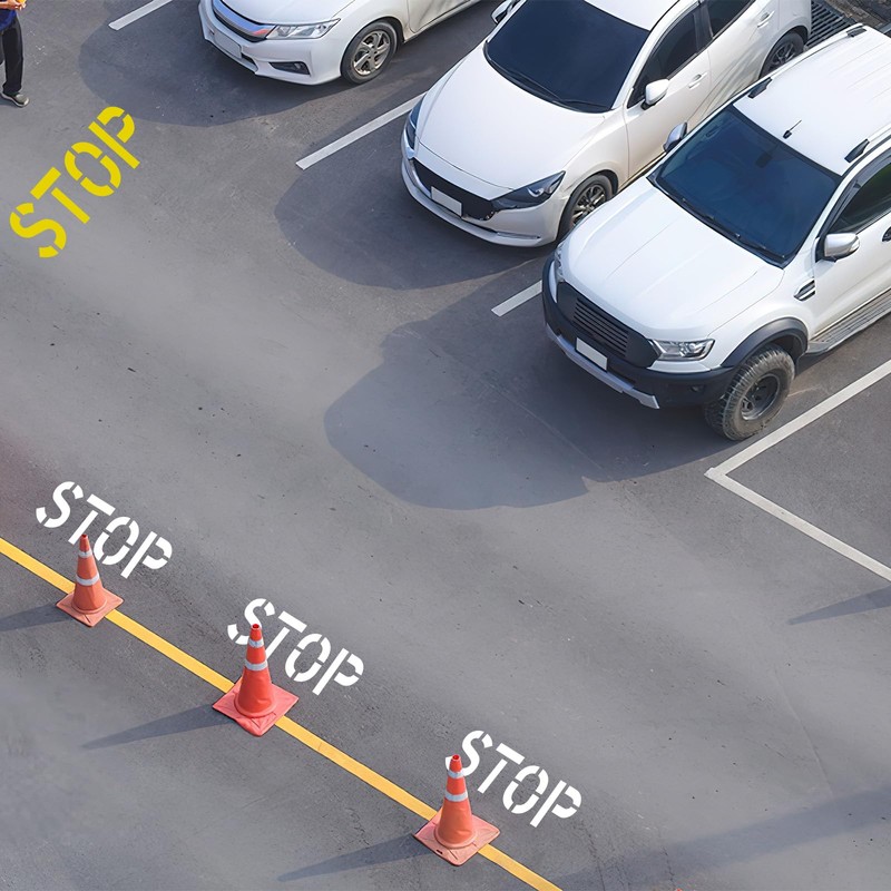 24" Stop Pavement Stencil – Heavy-Duty Silicone Road Marking Template