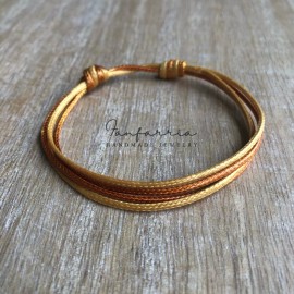 Fanfarria Pinellas, Gold and Mustard String Anklet, Waterproof Beach Anklet, Adjustable, W