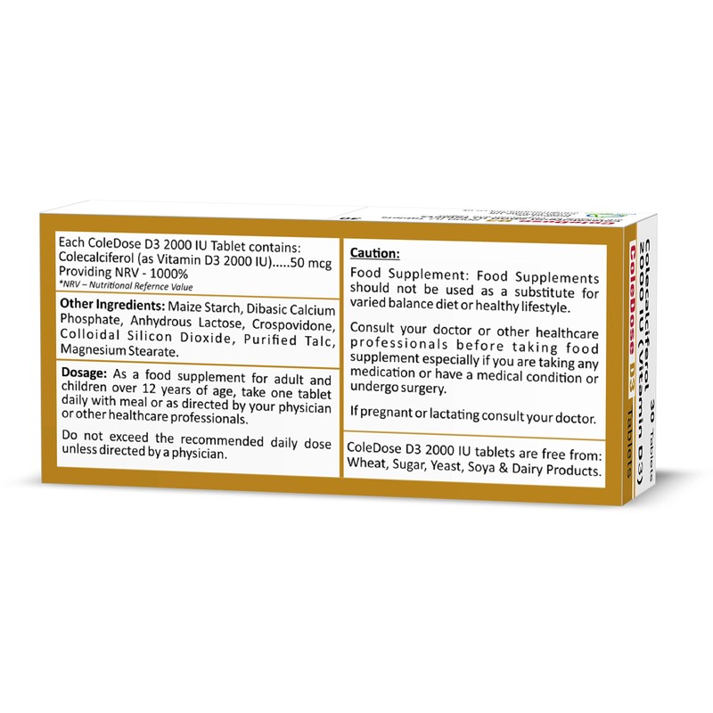 Vitamin D 2000 IU –Equivalent to 50 mcg - ColeDose