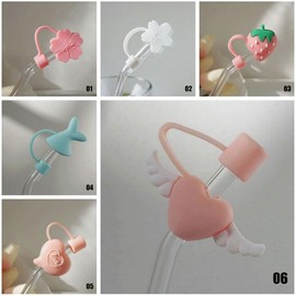 Cute Silicone Straw Tips Cover Silicone Reusable Drinking Straw Tips Lids Colorful Straw Plugs for 6-8 mm Straws Disposable Drinking Straws Cap (Not Include Straw)