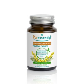 Puressentiel, Compresse Neutre, Integratore Alimentare, Supporto per la somministrazione orale di oli essenziali, Senza zuccheri e senza glutine, Vegan e Cruelty Free, 30 compresse