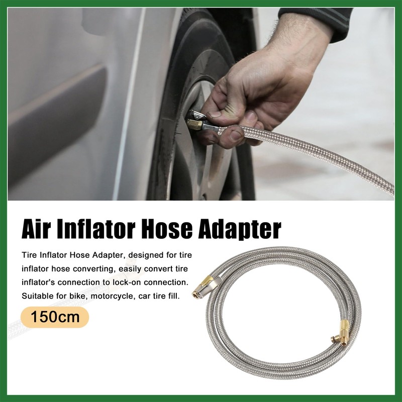 Motoforti 150cm 59" Car Tire Air Inflator Hose Adapter Quick