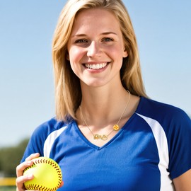 Miss Chipmunk Softball Infinity Necklace Gifts for Girls Women Players Team Fan,14K Gold Plated Sport Accessories Birthday Christmas Jewelry Gifts(2-Softball,Gold)