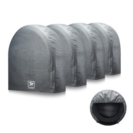 SYERAL Tire Covers Set of 4,Upgraded 5 Layer Nonwoven RV Wheel Covers, Waterproof Anti-UV Snow Sun Rain Tire Protectors Covers for Trailer,Camper,RV,Truck,SUV,30-32inch(L) Gray