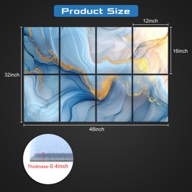 HIRESC 8 Pack Art Acoustic Panels Sound Proof Foam for Walls, 48X32 Inches Decorative Sound Absorbing Panels for Bedroom, Adhesive Included, Wavy