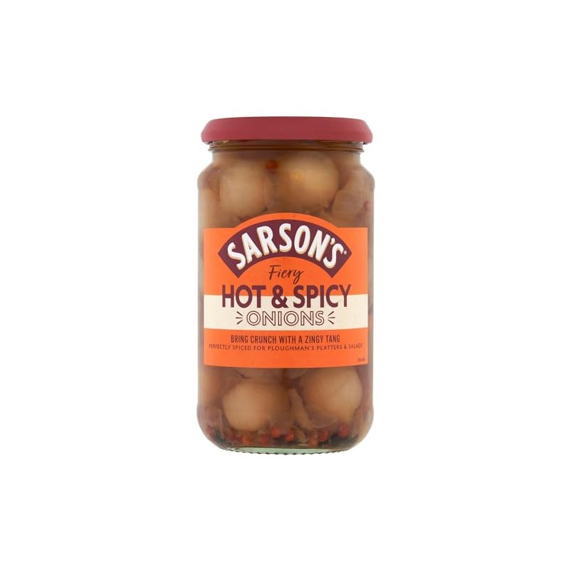 Sarsons Hot And Spicy Silverskin Onions 460g (Pack of 1)