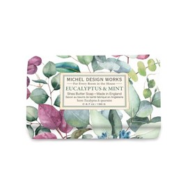 Michel Design Works Soap Bar, Eucalyptus & Mint Medium, Beautiful Design, Triple-milled