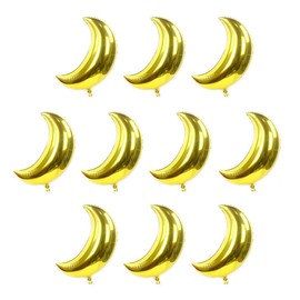 JoeYoo 10 Pcs 20 Inches Moon Balloons Foil Balloons Mylar Balloons for Birthday Wedding Baby Shower Party Decorations (Gold)