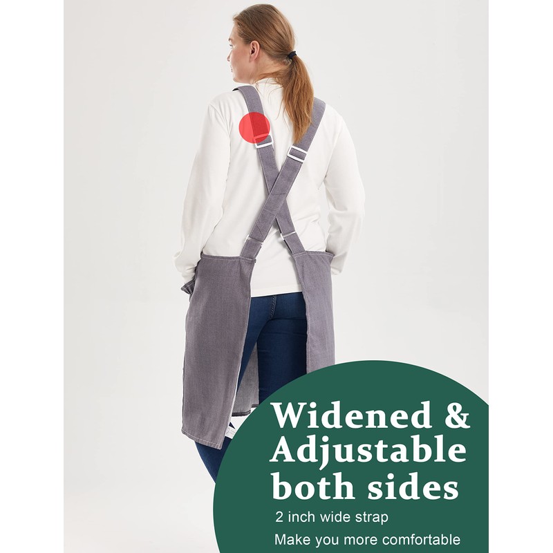 APRONNER Big Plus Size Aprons for Women with Pockets Cotton
