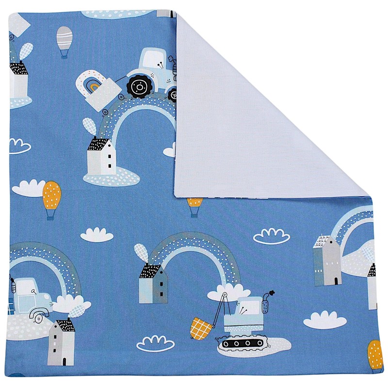 TupTam Kids Cushion Cover Decorative Patterned Tractors/Rainbows/Blue/Grey, Size: 80 x