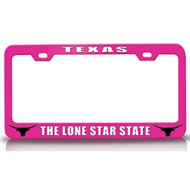Customola Texas The Lone Star State Texas Horn Style Steel Metal License Plate Frame Pn # 74