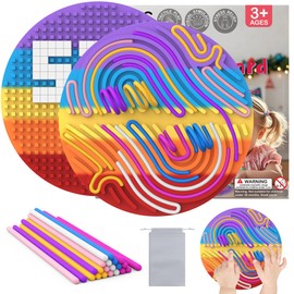 Sensory Activity Board, Fidget Toys, Busy Board for Stress Relief, Anxiety, ADHD and Calm Down, Autism Sensory Products for Kids 3+ & Adults,22 Strings,Round Decompression Board (Colorful)